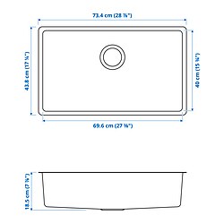 Ilustración de medidas - VRESJÖN fregadero