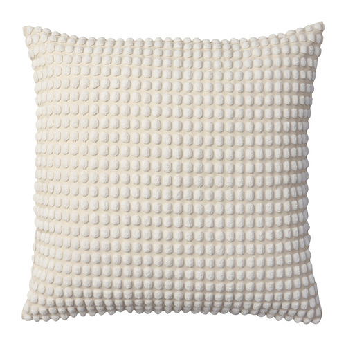 SVARTPOPPEL, cojín blanco roto, texturizado, cuadrado, cierre de cremallera, poliéster reciclado.