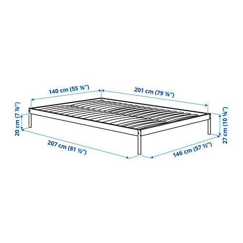 Ilustración con medidas del producto: VEVELSTAD.