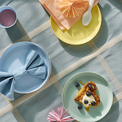 Platos y tazones para niños pequeños KALAS: amarillo, azul, verde. Plástico pp apilable y colorido