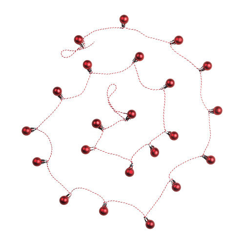 Adornos de color rojo brillante sobre bases de plata, conectados en círculo.