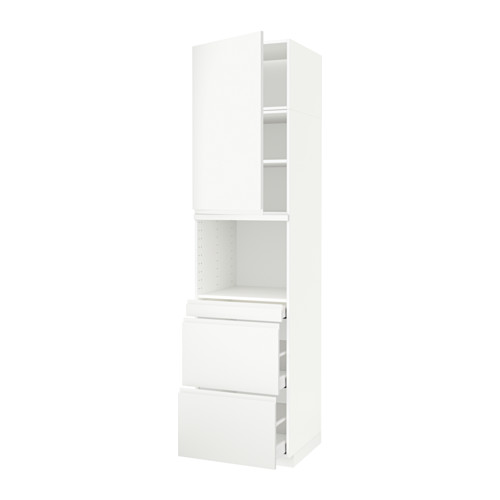 Un mueble de cocina METOD blanco de ikea con cajones y estantes.