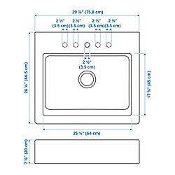 Measurement Illustration - TALLSJÖN apron front sink