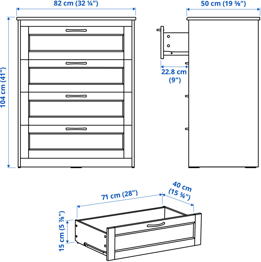 Ilustración con medidas del producto: SONGESAND.