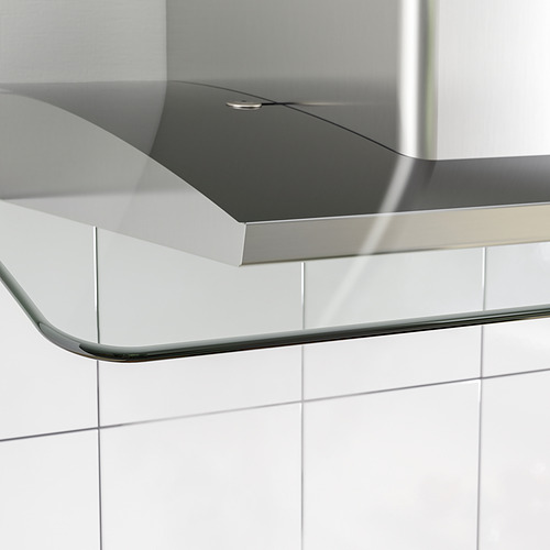 Campana extractora de acero inoxidable y cristal de líneas elegantes e iluminación led.