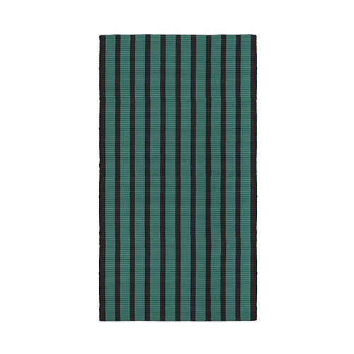 Alfombra de rayas azules-verdes y negras, algodón