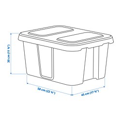 Ilustración de medidas - KLÄMTARE caja con tapa, interior/exterior