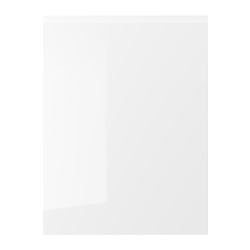 Mueble de cocina VOXTORP: frente blanco brillante, forma cuadrada, tiradores integrados. Diseño moderno, fácil de limpiar, contenido reciclado.