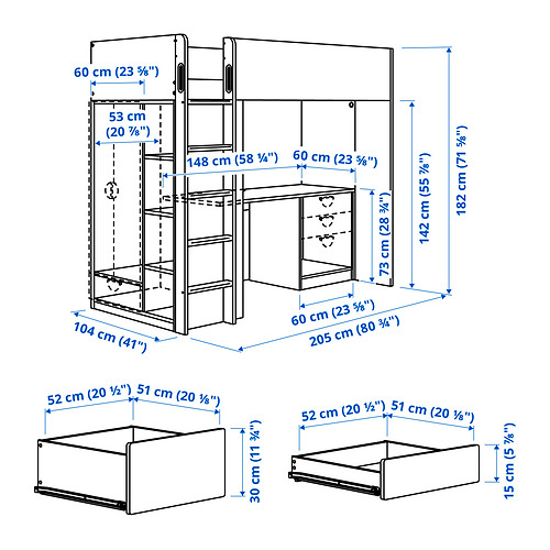SMÅSTAD, loft bed with desk. 9 of 9 open dialog