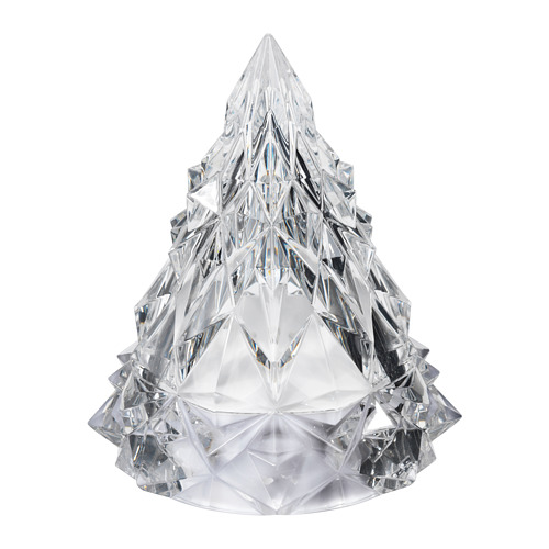 Árbol de cristal VINTERFINT, transparente. Diseño geométrico, base triangular, textura facetada, decoración elegante.