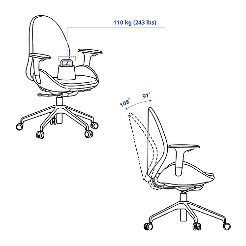HATTEFJÄLL, office chair with armrests. 10 of 10 open dialog