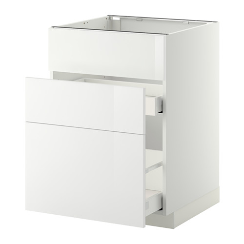 Mueble de cocina METOD: blanco, brillante, rectangular con cajón liso, diseño moderno.