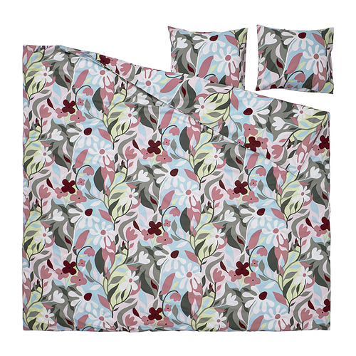 Set nórdico KORSKOVALL, diseño floral multicolor, suave mezcla de algodón y viscosa, incluye funda y almohadas.