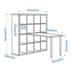 Measurement Illustration - KALLAX/LINNMON workstation