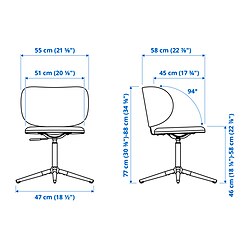 Measurement Illustration - KRYLBO swivel chair