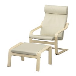 POÄNG, sillón y reposapiés, Glose color hueso