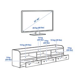 Measurement Illustration - HAUGA TV/storage combination