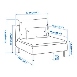 Measurement Illustration - SÖDERHAMN 1-seat section