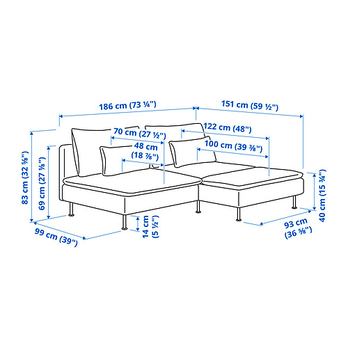 SÖDERHAMN, sofá de 2 plazas+chaise longue 7 de 7 open dialog