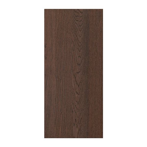 Un panel de madera de color marrón oscuro con textura de grano visible, con una forma rectangular elegante y simple, ideal para la decoración moderna.