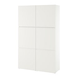 BESTÅ, comb almacenamiento+puertas vidrio, Blanco / Västerviken blanco