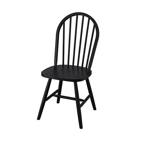 Silla de madera negra, respaldo arqueado, diseño de huso. Madera maciza de acacia. Clásico, duradero.