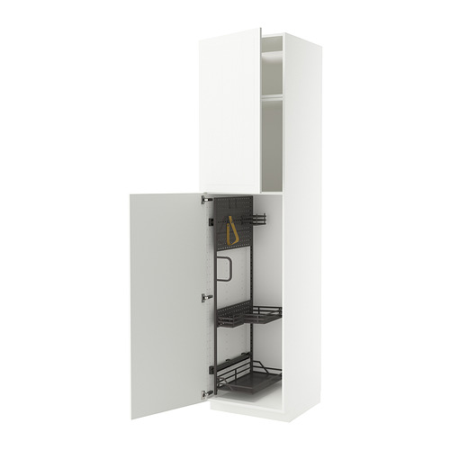 Mueble de cocina blanco METOD con organizadores extraíbles y estantes ajustables.