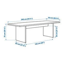 Measurement Illustration - BERGSHYTTAN/LYCKAN table and 6 chairs