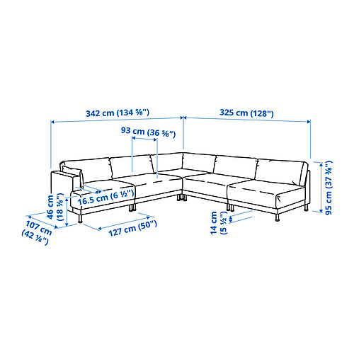 UPPÅKRA, 6 seat corner sofa with right open end. 8 of 8 open dialog