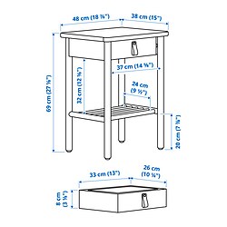 Measurement Illustration - BJÖRKSNÄS nightstand