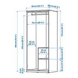 Ilustración de medidas - FÅGELFJÄLLET armario+ 2 puertas