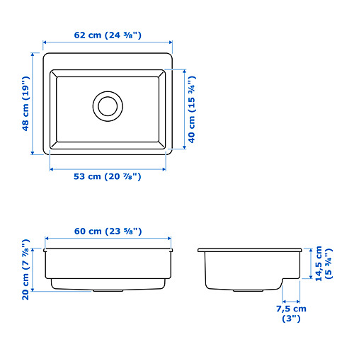 Ilustración con medidas del producto: HAVSEN.