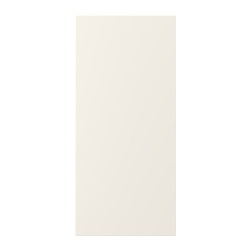 Un panel de puerta FÖRBÄTTRA liso en blanco. Se trata de un panel de puerta rectangular blanco hecho de pintura acrílica y tableros de fibra.
