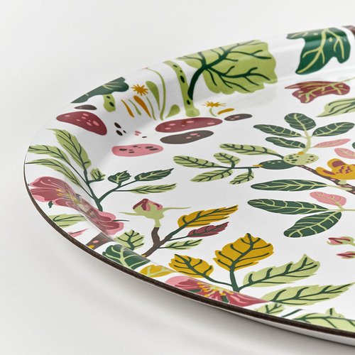Bandeja con estampado floral vibrante, diseño de alta calidad, perfecta para servir y decorar.