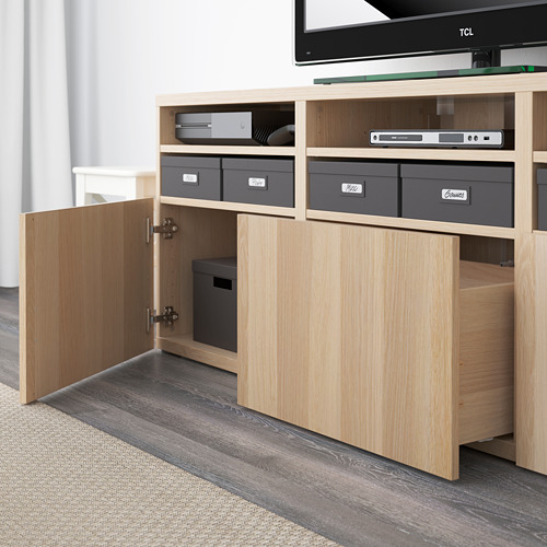 BESTÅ, TV storage combination with drawer runner, soft-closing. 9 of 12 open dialog