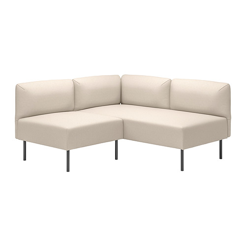 Moderno sofá LILLEHEM beige, en forma de L con elegantes patas metálicas, tapizado en poliéster, perfecto para rincones acogedores.