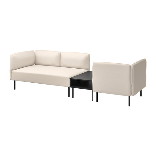 Moderno juego de sofá LILLEHEM beige con mesa negra.