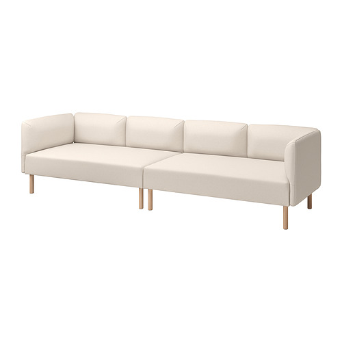 Sofá modular LILLEHEM beige con patas de madera, diseño minimalista para asientos versátiles.