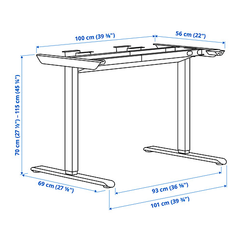 TRAVSPORT, sit/stand underframe for table top. 2 of 2 open dialog