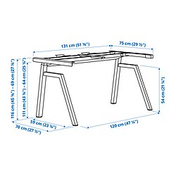 Ilustración de medidas - TROTTEN armz inf sentado/de pie tablero