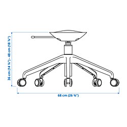Measurement Illustration - LÅNGFJÄLL star base with 5 legs and casters