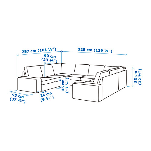 KIVIK, U-shaped sofa, 6 seat. 8 of 9 open dialog
