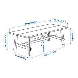 Measurement Illustration - SKOGSTA table and 6 chairs