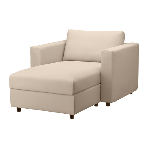 Silla VIMLE en color beige, diseño moderno y elegante, acolchada con tejido suave.