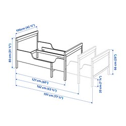 Ilustración de medidas - SUNDVIK armazón de cama extensible