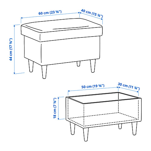 STRANDMON, Footstool with storage. 5 of 5 open dialog