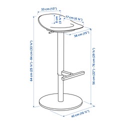 Measurement Illustration - JANINGE bar stool