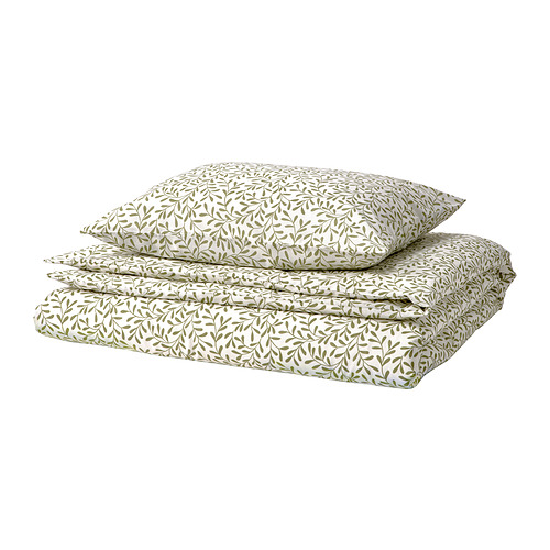 Juego de cama SORGMANTEL: blanco-azul, estampado floral, algodón-poliéster, cuadrado doblado.