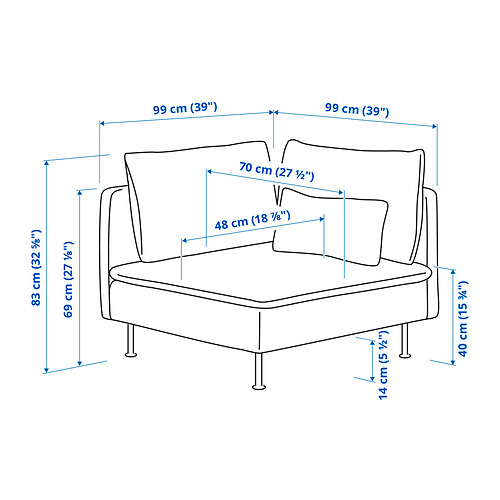 Ilustración con medidas del producto: SÖDERHAMN.