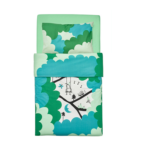 GRÖNFINK, 3-piece bedlinen set for cot. 2 of 8 open dialog